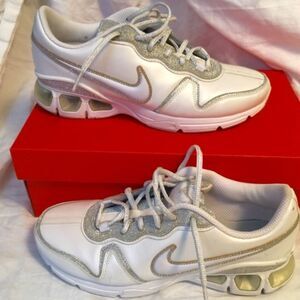 Nike air white and silver glitter